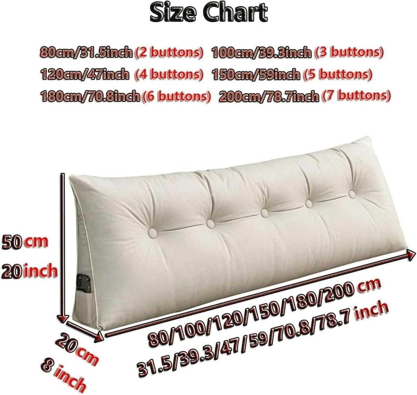 Triangular Headboard Pillow Day Bed Backrest Wedge Pillow, Large Pillow Cushion Triangular Headboard Backrest Positioning Support Reading Wedge Pillow for Bunk Bed Removable