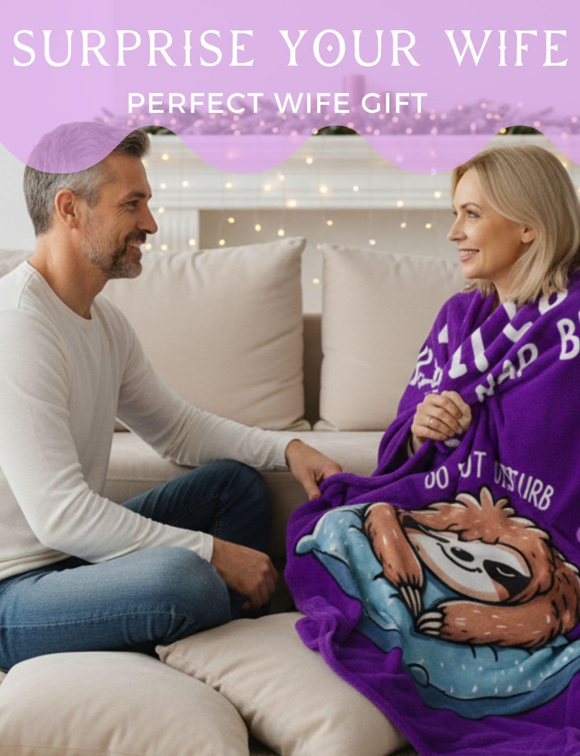 Wife Gifts, Valentine's Day Christmas Birthday Gifts for Wife, Wifey, Flannel Throw Blanket 50x65 Inches