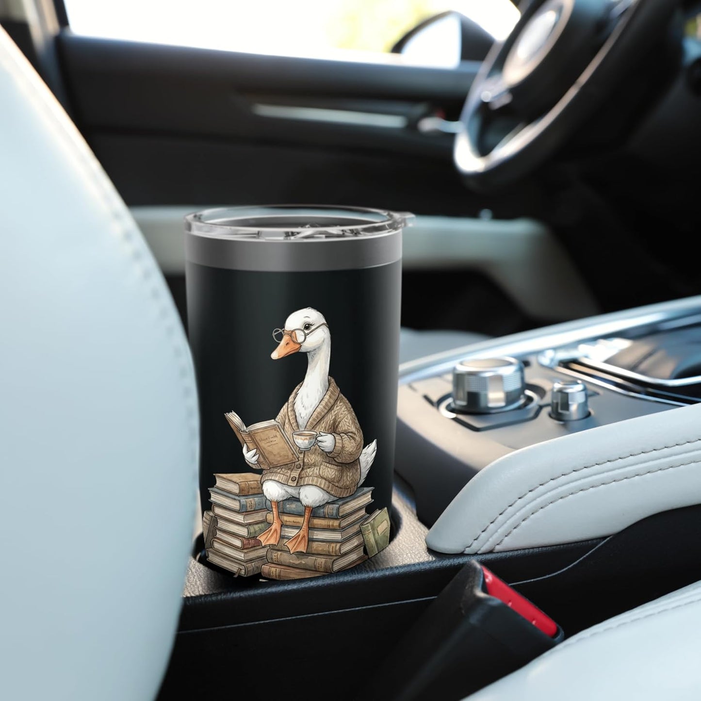 Reading Duck Cozy Illustration Stainless Steel Insulated Tumbler