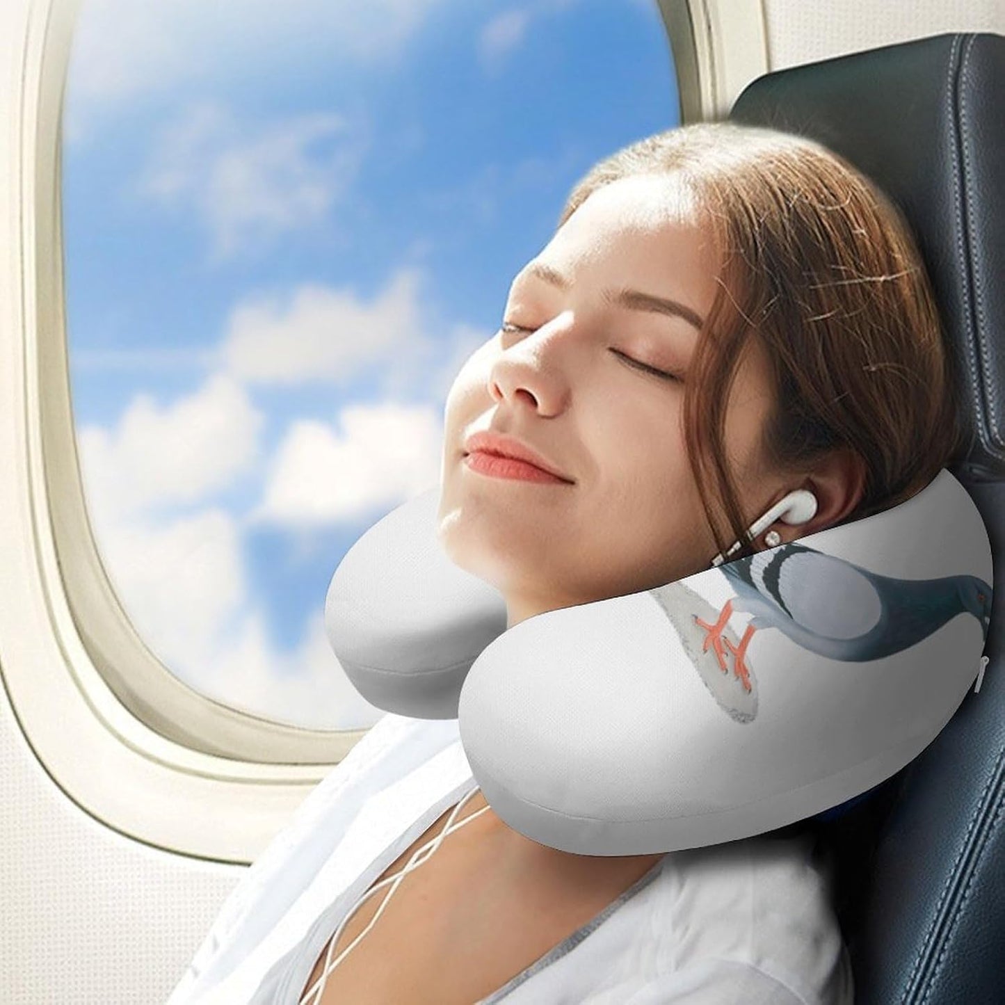 Pigeon Neck Pillow Memory Foam U Shaped Pillows Portable Pillows for Shoulder Travel Head Support Pillow with Concealed Zipper for Airplane Car Home Office