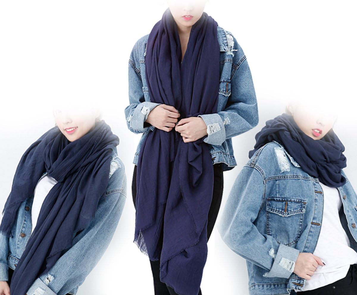 Women Summer Scarfs Large Long Lightweight Linen Beach Gauze Shawl Wrap 75”×43”