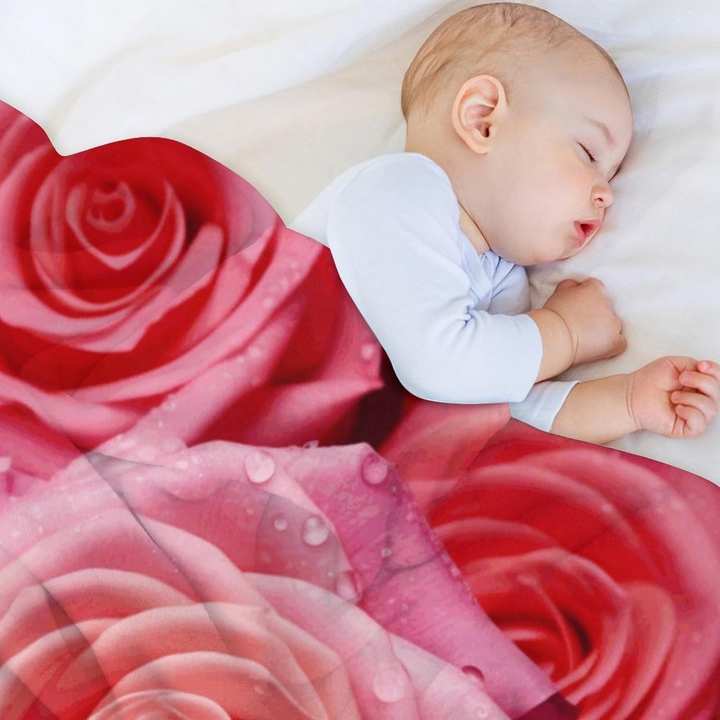 Elegant Rose Flower Throw Blanket for Couch Super Soft Warm Lightweight Throw Blankets Cozy Flannel Bed Blanket Cute Decorative Blankets for All Seasons Home Decor Gift 40"*50" （100 * 130cm）