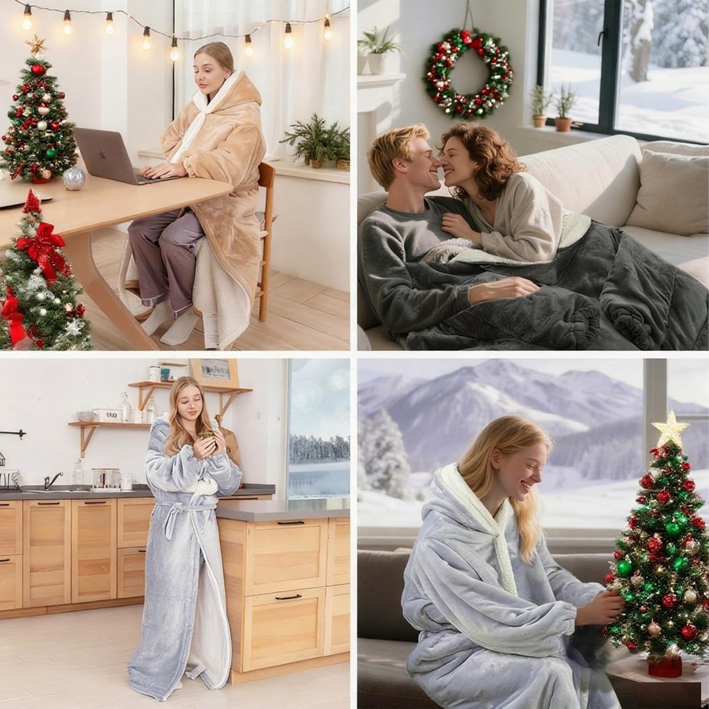 Electric Heated Blankets Hoodie for Women with Removable FootPocket,Wearable Heated Blanket Throw with Sleeves Heated Robe Flannel&Sherpa Heating Wrap Poncho Shawl with 9 Temp 50"x80"