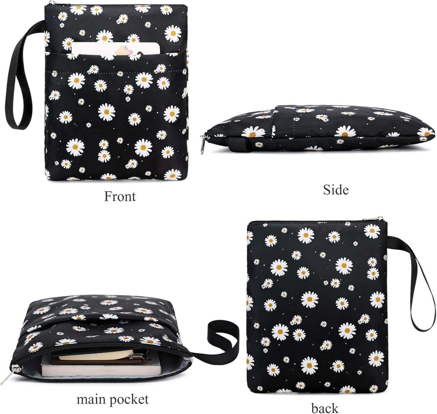 DSIUE Book Sleeve Book Lover Gifts Book Protector with Zipper, Book Covers for Paperbacks, Book Pouch with Pockets, Book Accessories,11.4 X 9 Inch
