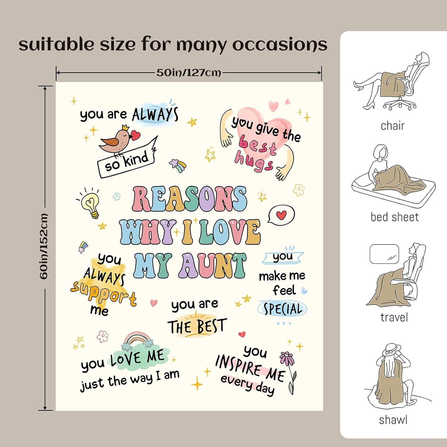 Aunt Gifts, Aunt Blanket, Aunts Birthday Gifts, Gift for Aunts from Niece Nephew, Best Auntie Ever Present Ideas for Christmas Mothers Day, to My Auntie Throw Blanket 60”x50”