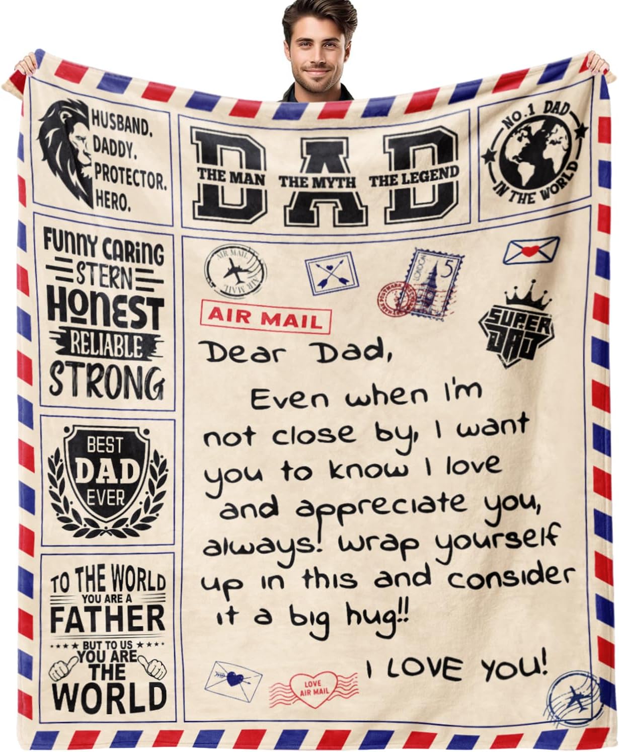 Letter to My Dad Blanket 60"x50", Father's Day Birthday Gifts for Dad, Fathers Dads Day Gifts Blankets
