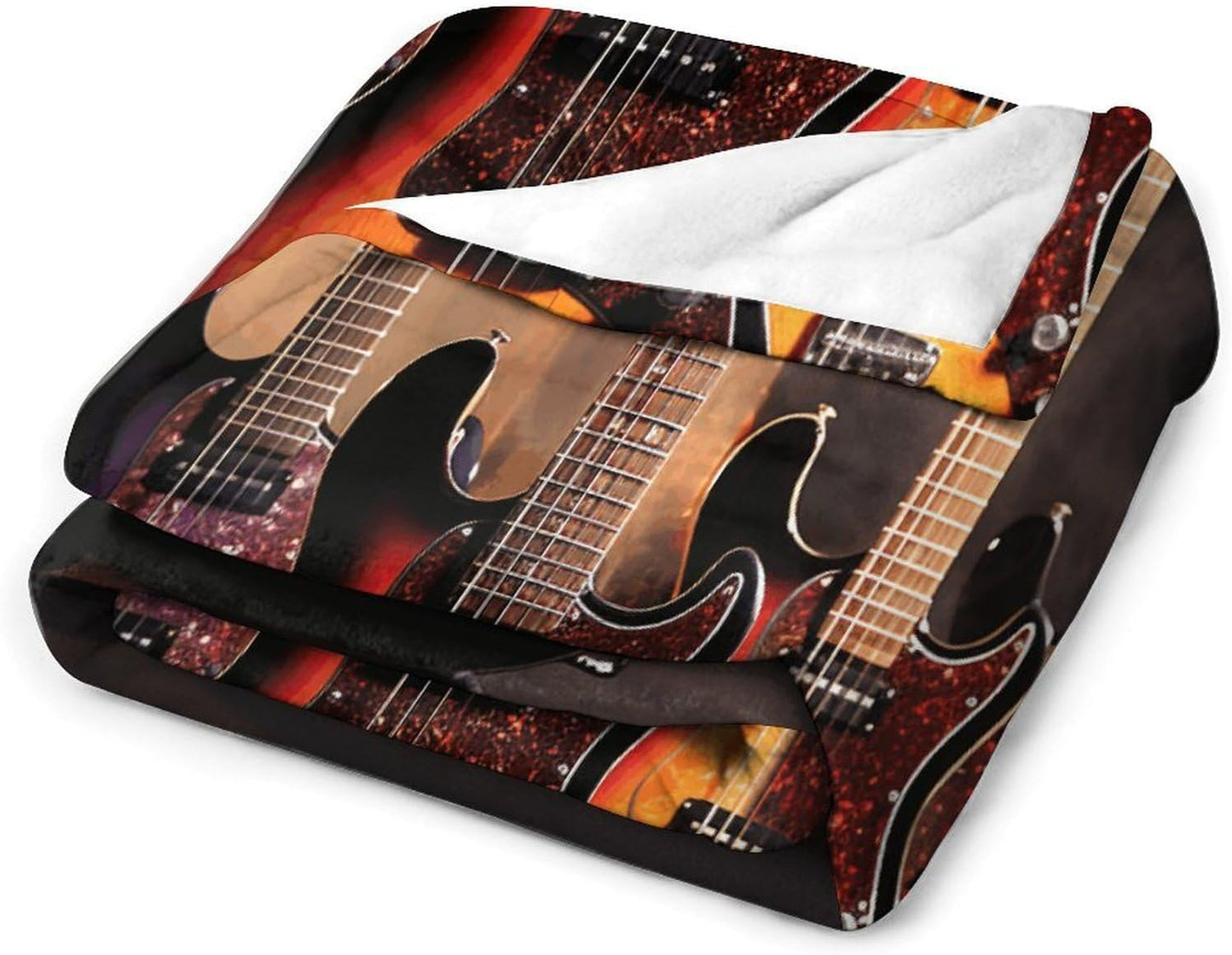 Cool Electric Guitar Blanket Chunky Fluffy Fuzzy Bed Blankets Cozy Soft Warm Winter Blankets Anti-Pilling Flannel Throw Blanket for Couch Living Room Bedroom Multiple Size