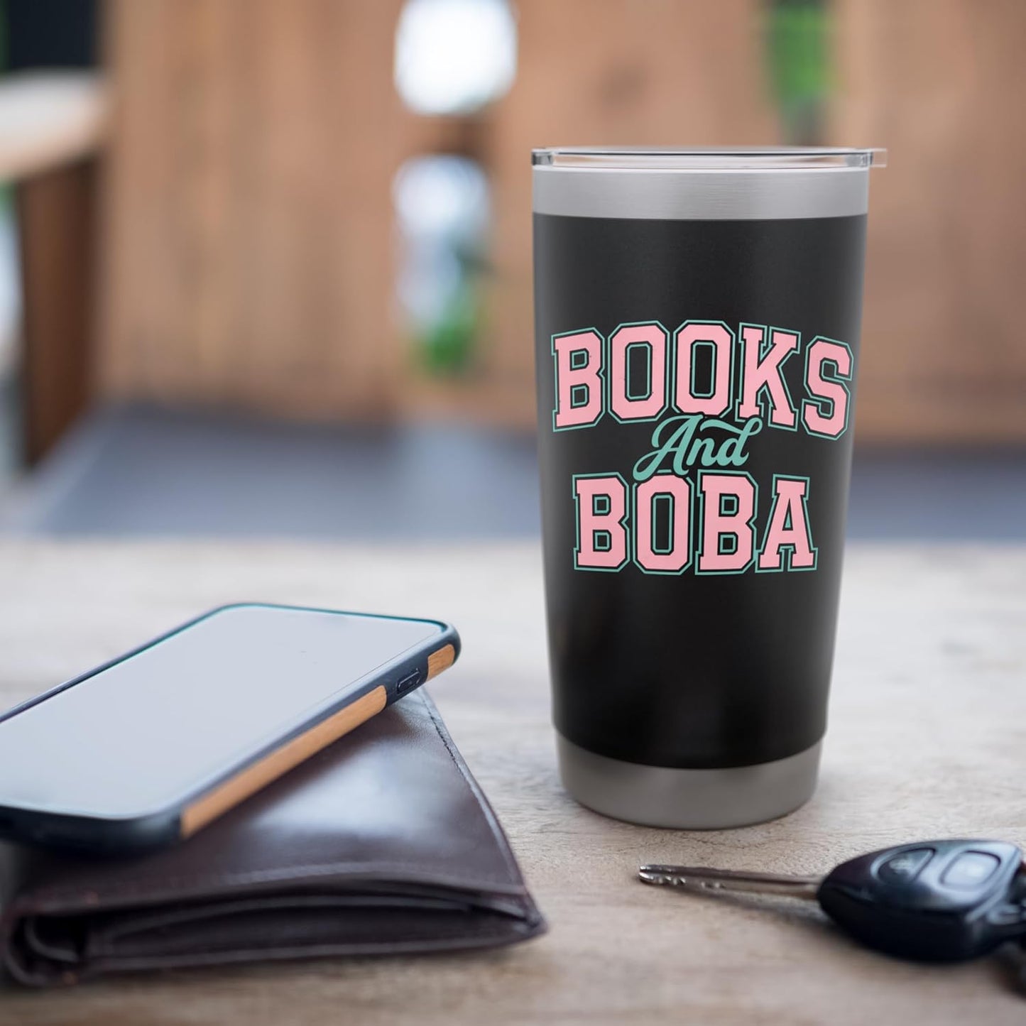 Books And Boba Design Cozy Reading Aesthetic Book Lover Boba Stainless Steel Insulated Tumbler