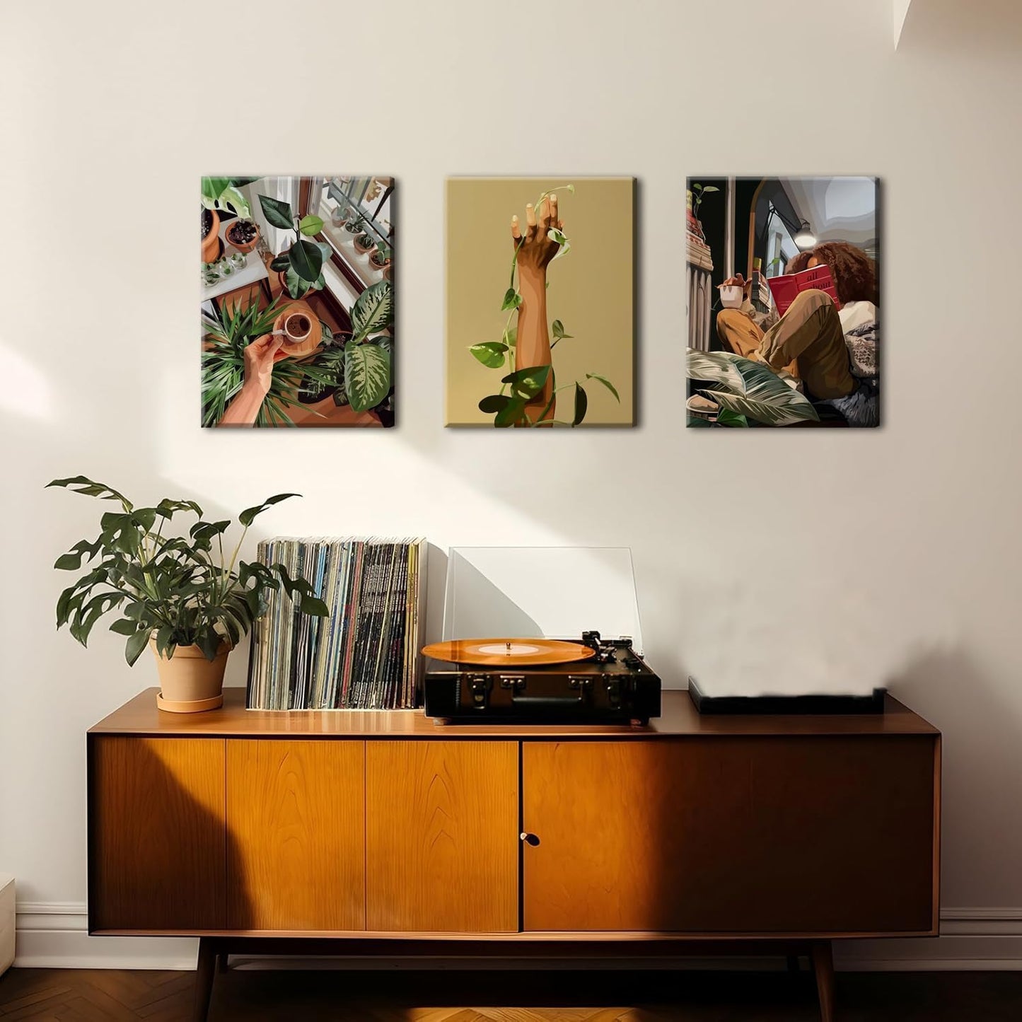 Black Girl Reading Wall Art Fashion Spiritual Black Women Wall Decor Painting, Trendy Motivational African American Woman Poster Canvas Print Pictures for Bedroom Living Room 16x24 inch Framed