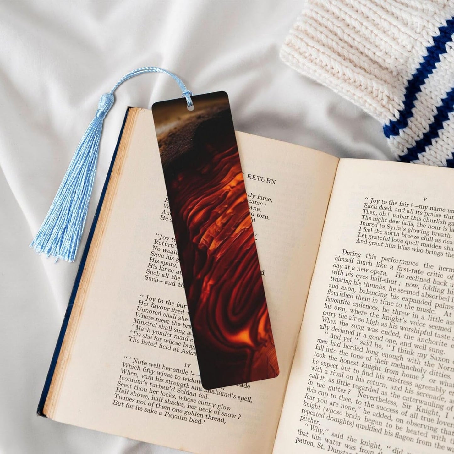 Red Hot Wood Bookmarks Gifts for Women Men, Wooden Bookmarks for Book Lovers, Vintage Book Marks Ornaments with Tassel, Unique Personalized Reading Page Markers Sky Blue
