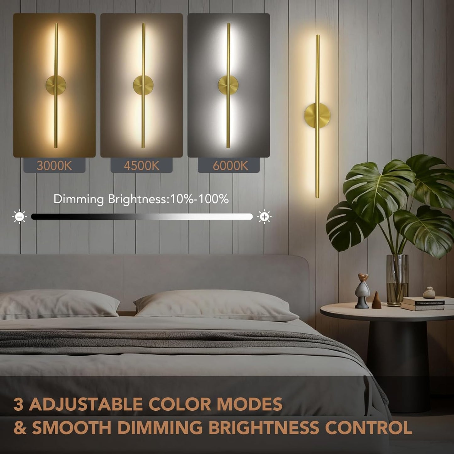 TONYFUL Battery Operated Wall Sconce Set of 2, Rechargeable Wall Lamp with 6000mAh Dimmable Bulbs and Remote, 3000K-6500K LED Wireless Wall Lights for Bedroom, Living Room, Hallway Decor, Background