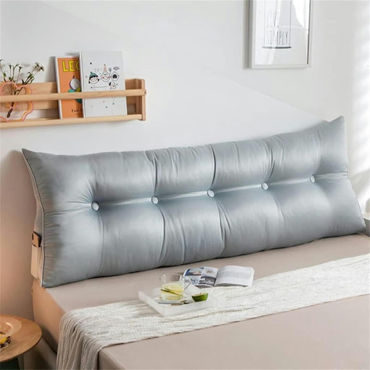 Headboard Cushion, Large Comfortable Ice Silk Bolster Sofa Double Tatami Reading Pillow Upholstered Triangular Wedge Pillow Bed Rest Pillows(Bean Paste,100 * 50cm)