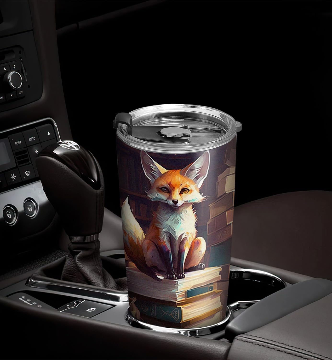 20oz Book Fox Tumbler, Librarian, Reading Gifts for Fox Lovers, Anniversary, Birthday Gifts, Coffee Tumbler for Women, Stainless Steel Double Wall Vacuum Insulated Coffee Mug, Travel Cup with Lid