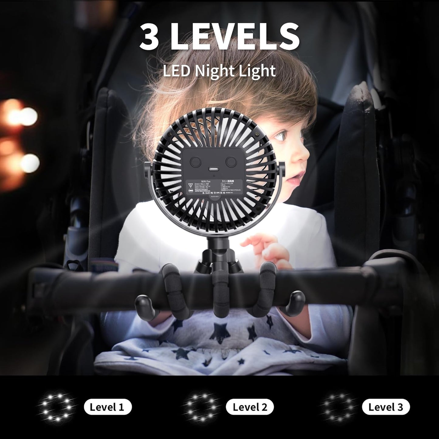 AMACOOL Battery Operated Stroller Fan, Baby Travel Essentials for Beach Disney, Newborn Boy & Girl Showers Gifts Registry Search, Rechargeable Clip On Fan for Car Seat Wagon Crib Bike Treadmill