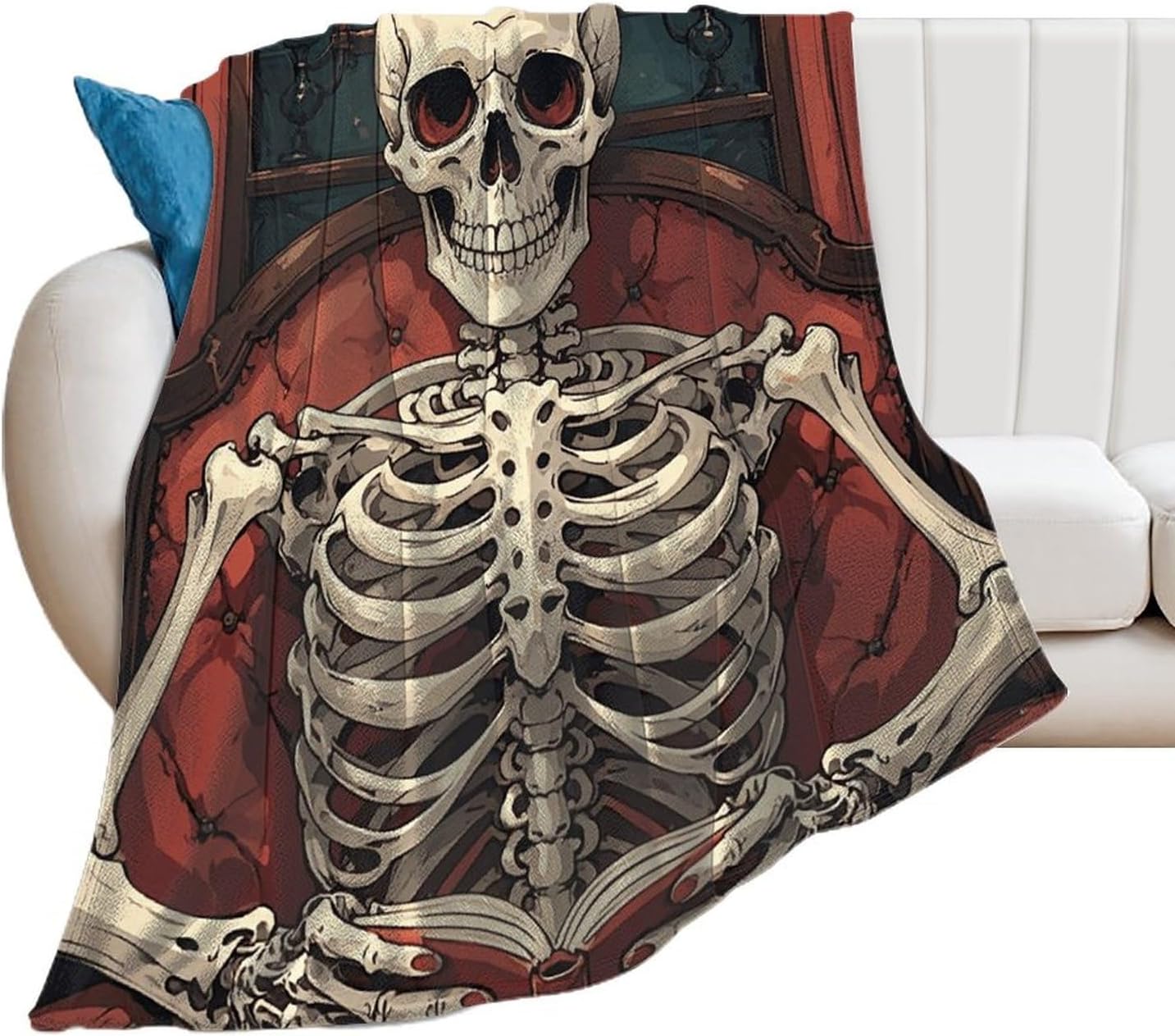 Flannel Throw Blanket for Couch Bed Lightweight Soft Skeleton Reading Thick Throw Blanket Super Cozy Warm Blanket for Sofa All Season Use 60"*80"（150 * 200cm）