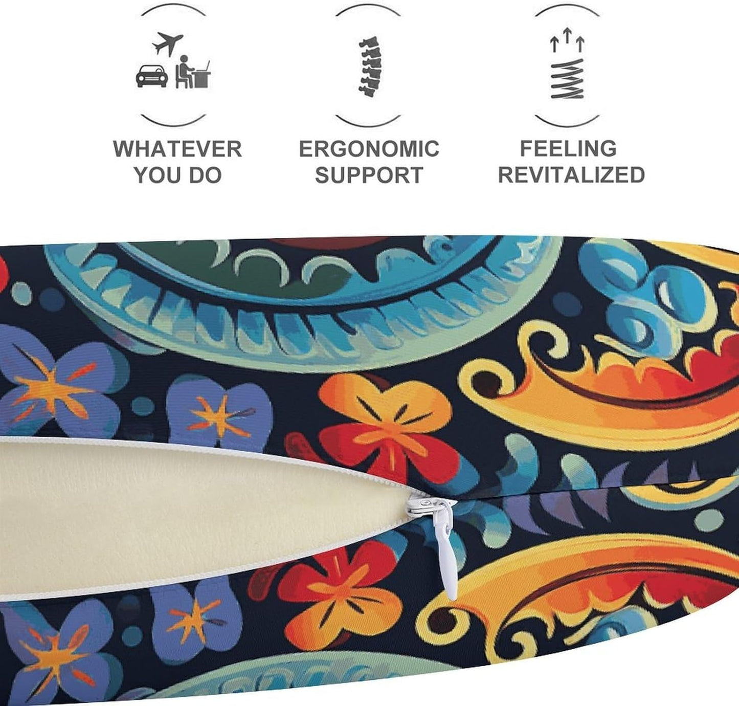 Mexican Neck Pillow Memory Foam U Shaped Pillows Portable Pillows for Shoulder Travel Head Support Pillow with Concealed Zipper for Airplane Car Home Office