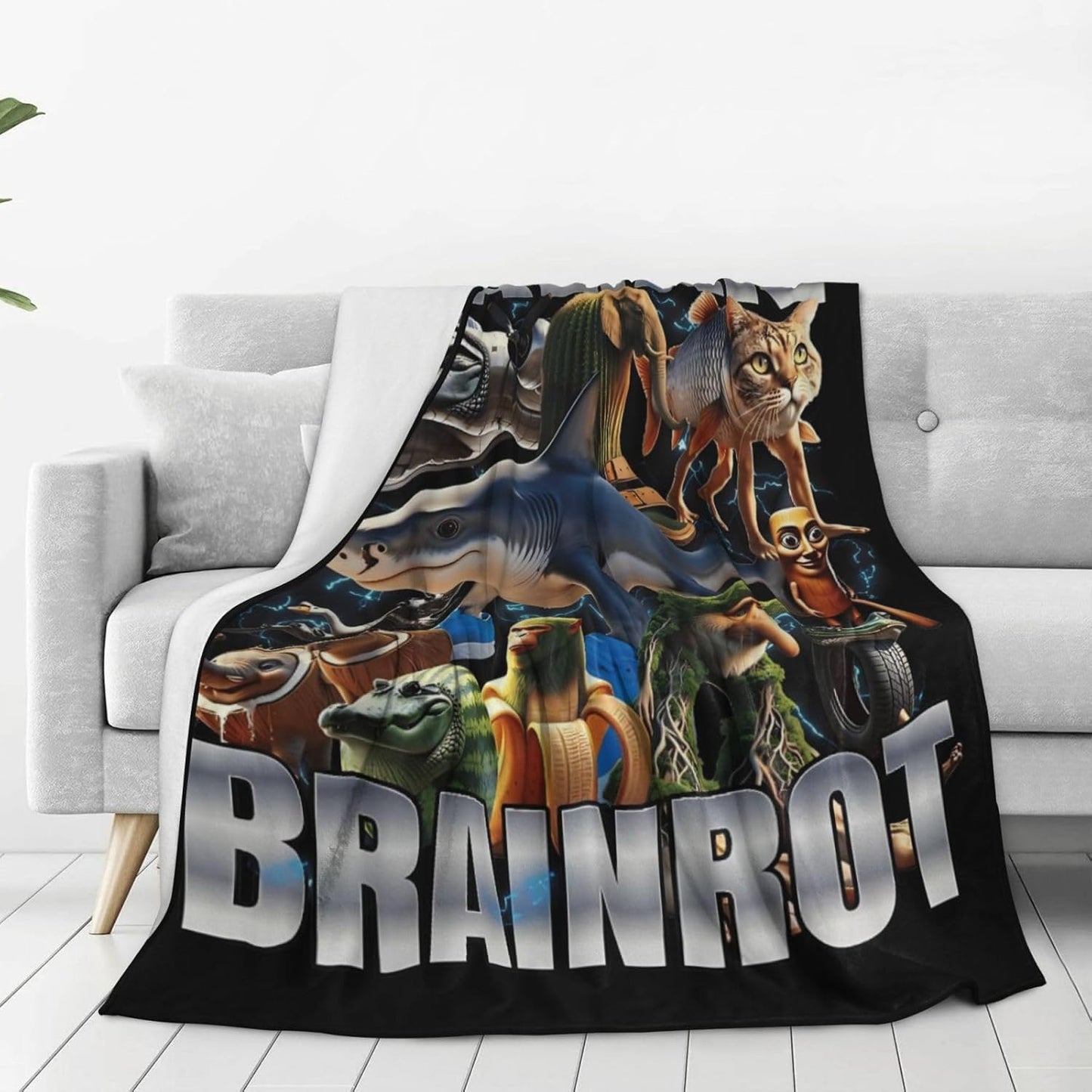 Italian Brainrot Blanket Soft Cozy Fleece Throw Blanket Plush Lightweight Warm Fuzzy Flannel Blankets and Throws for Boys Girls Adults Couch Sofa Bed 50"X40"