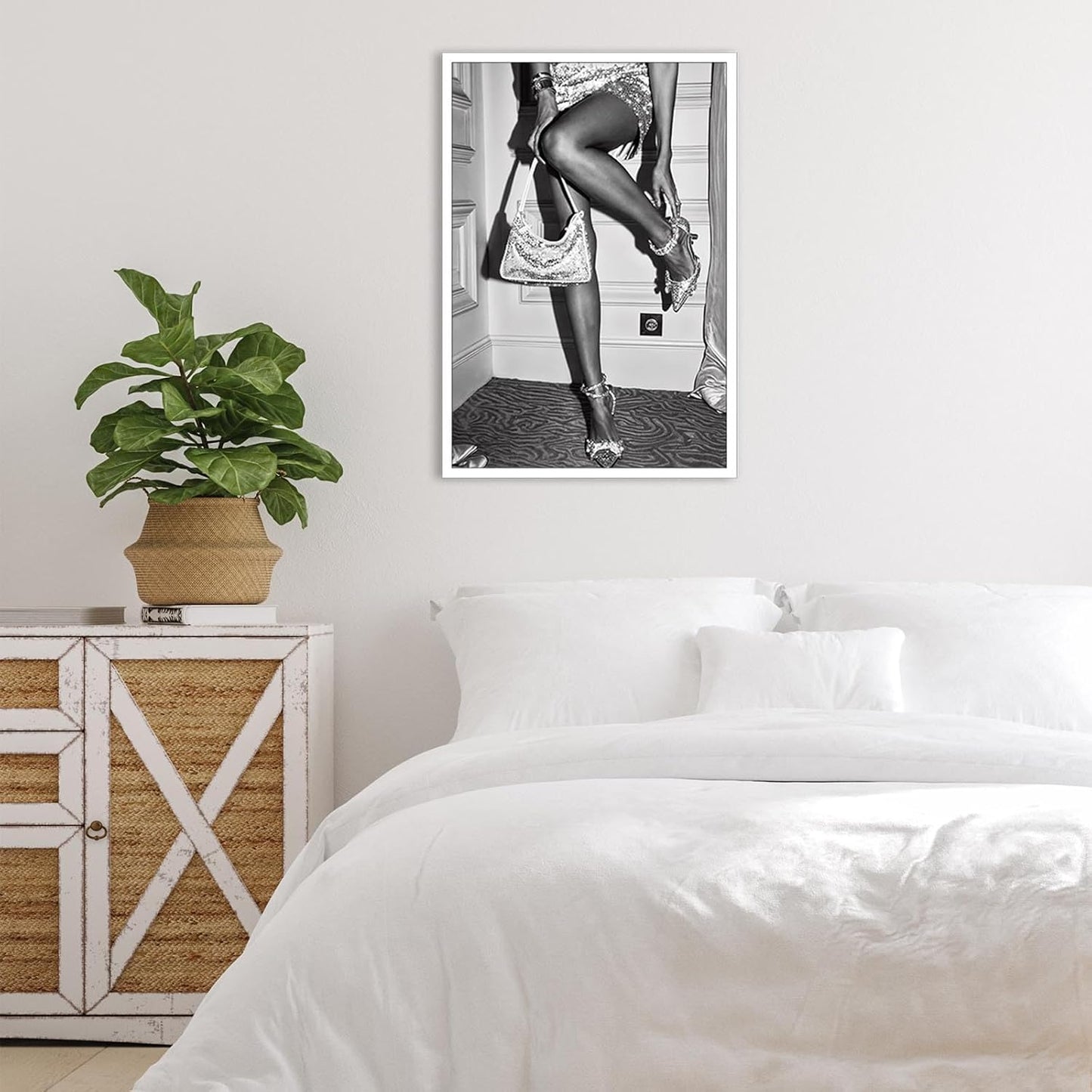 KFDJIG Vintage Fashion Girly Poster Black And White Feminist Photography Wall Art Retro Beautiful Chic Woman Picture Canvas Prints For College Dorm Bedroom Decor 12x16in Unframed