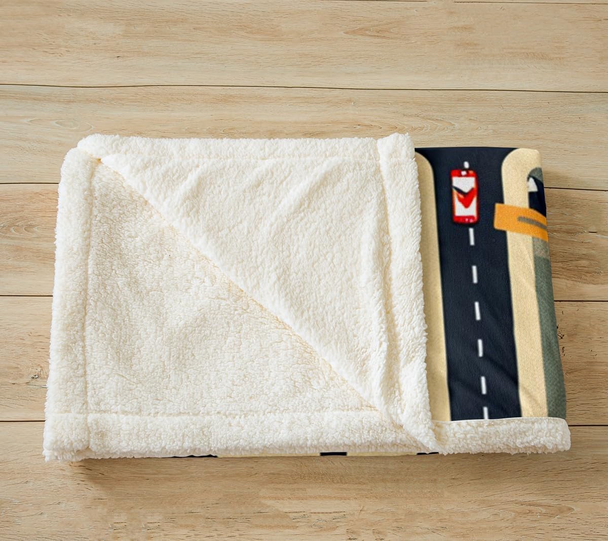Castle Fairy Cartoon Car Throw Blanket,Kids 3D City Traffic Road Map Blankets for Child Boys Teens Room Decor,Geometric Lines Street Car Fleece Blanket Modern Dark Green Blue Sherpa Blanket,30"×40"