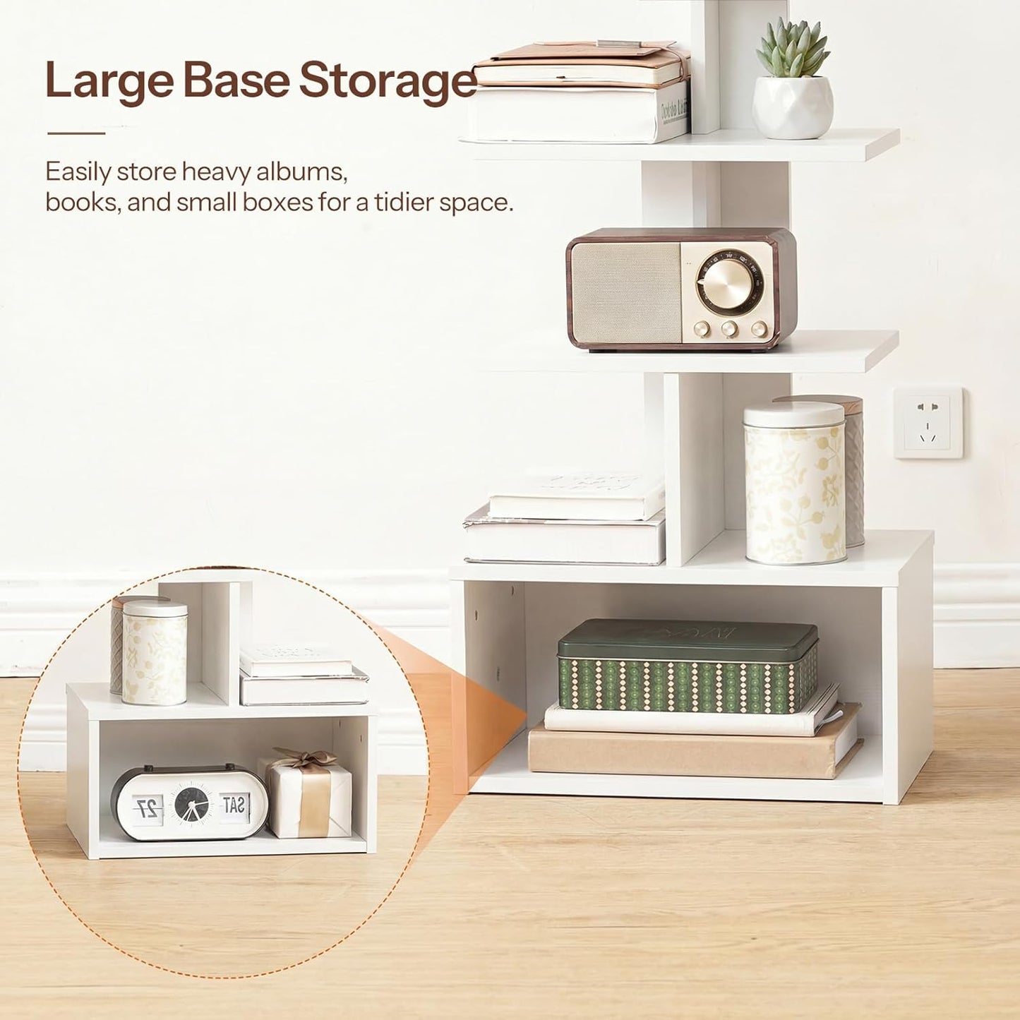 HOOBRO Narrow Bookshelf, 9-Tier Lamp Bookshelf with Light, Spine Book Shelf for Small Apartment, Tall Floor Standing Book Organizer, for Living Room, Office, Bedroom, White WW09DSJ01