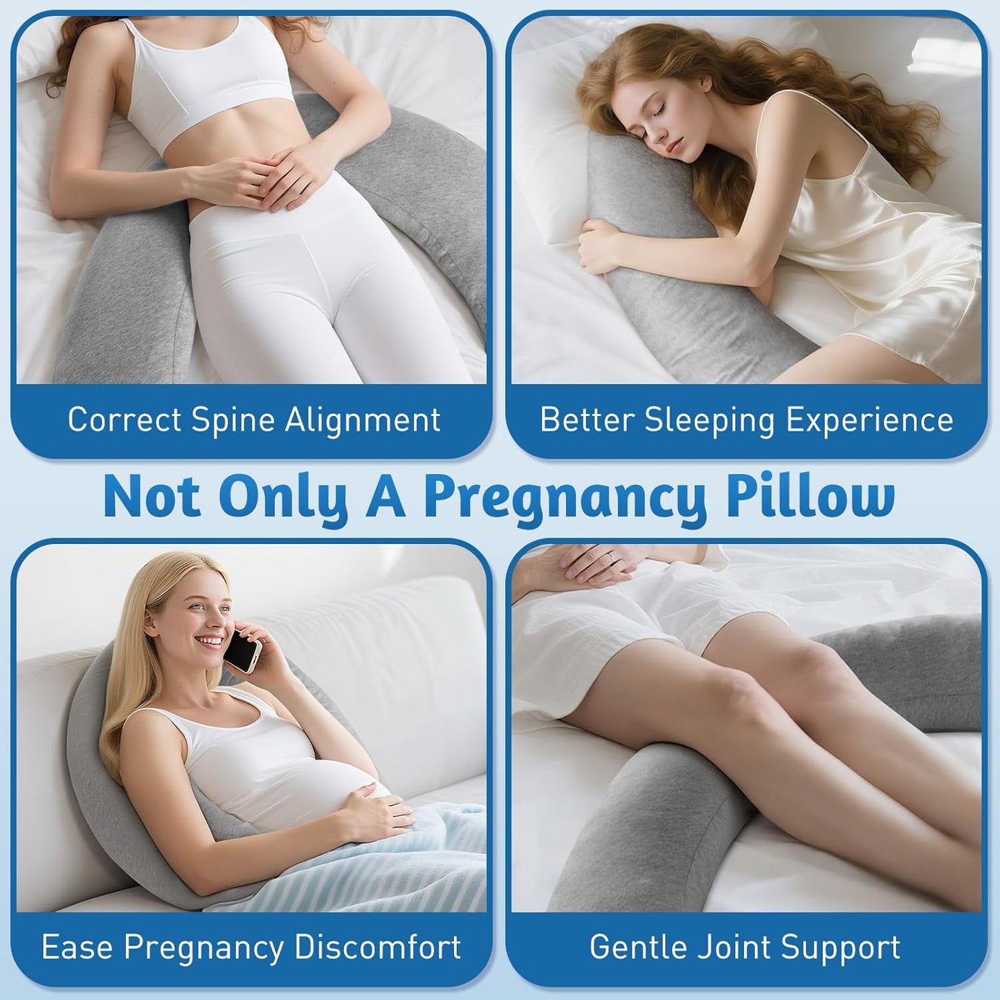 Pregnancy Pillows for Sleeping, C-Shaped Maternity Pillow for Pregnant Women with Adjustable Firmness, Body Pillow, Full Body Support for Side Sleepers, Head, Neck, Belly, 47.2’’ x 9.8''