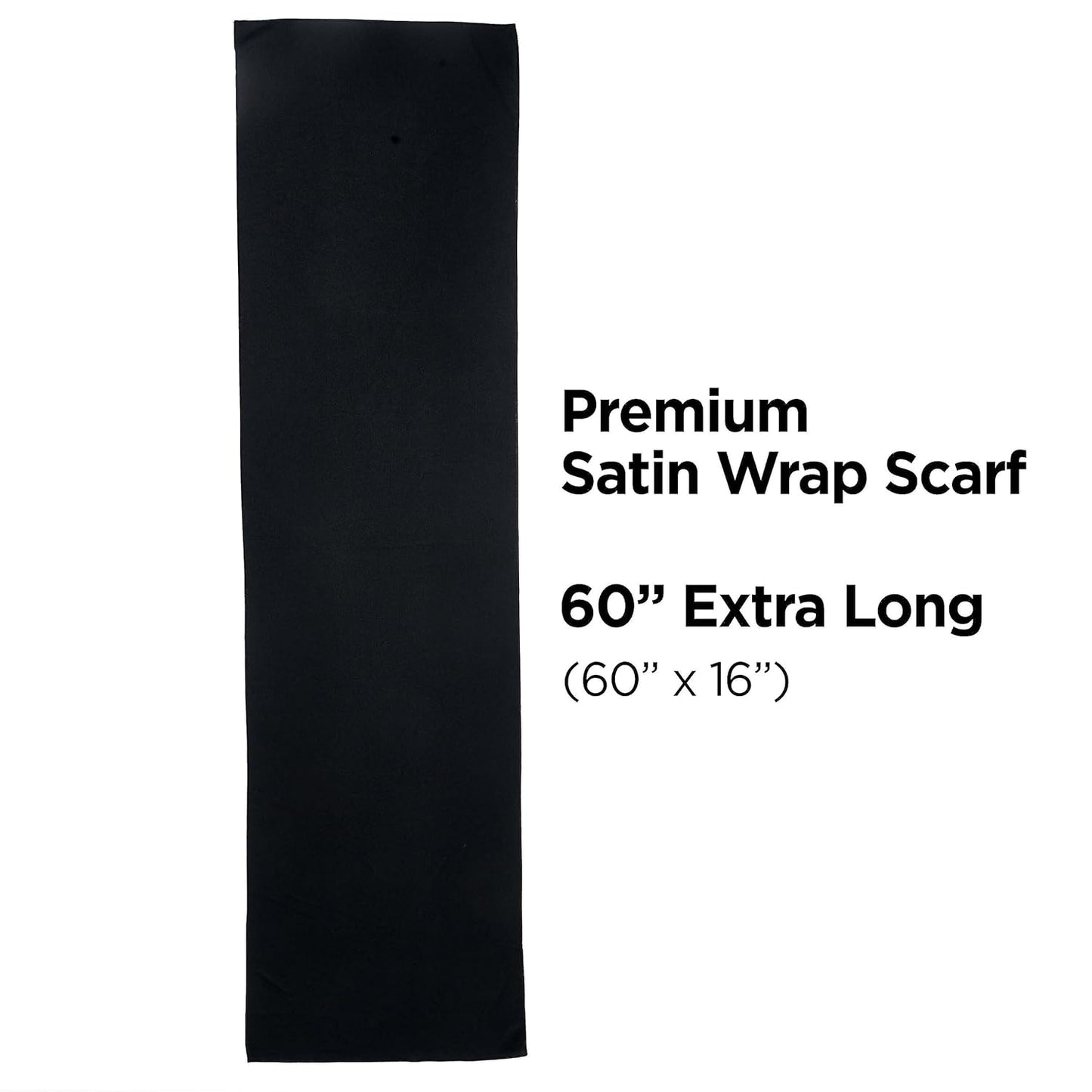 KISS COLORS & CARE Soft Satin Wrap Scarf - Black, Long Lasting, Multi-Purpose, Soft Premium Scarf For Minimizing Frizz, Preventing Breakage & Securing Hair Styles, Wigs & Weaves For All Hair Styles