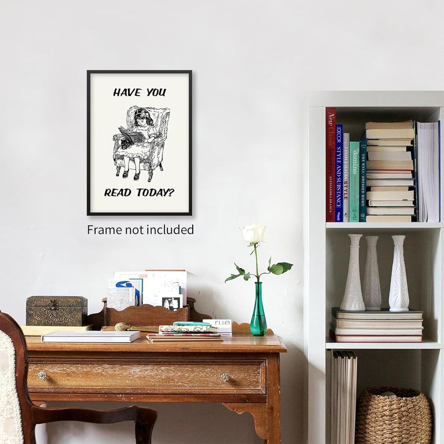 Black And White Reading Book Wall Art Have You Read Today Line Posters Positive Affirmations Canvas Prints for Library Bedroom Wall Decor 16X24 inch Unframed