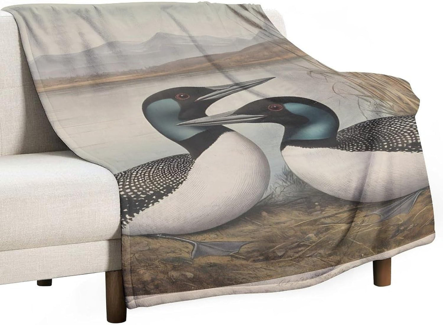 Great Northern Diver Throw Blanket for Couch Bed Plush Cozy Fuzzy Flannel Blanket for All Season 30"x50"