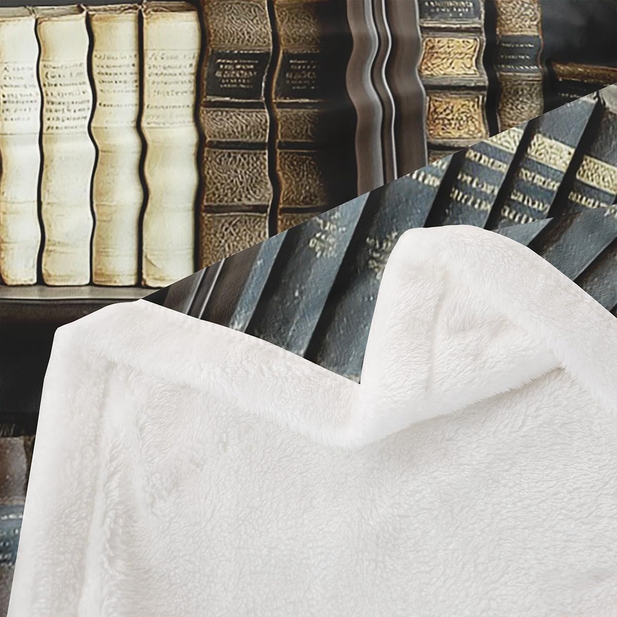 Erosebridal Vintage Bookshelves Sherpa Blanket Mystery Library Blanket, Book Lovers Gifts Throw Blanket for Chair Retro Library Fleece Blanket, Preppy Stuff Students Plush Blanket