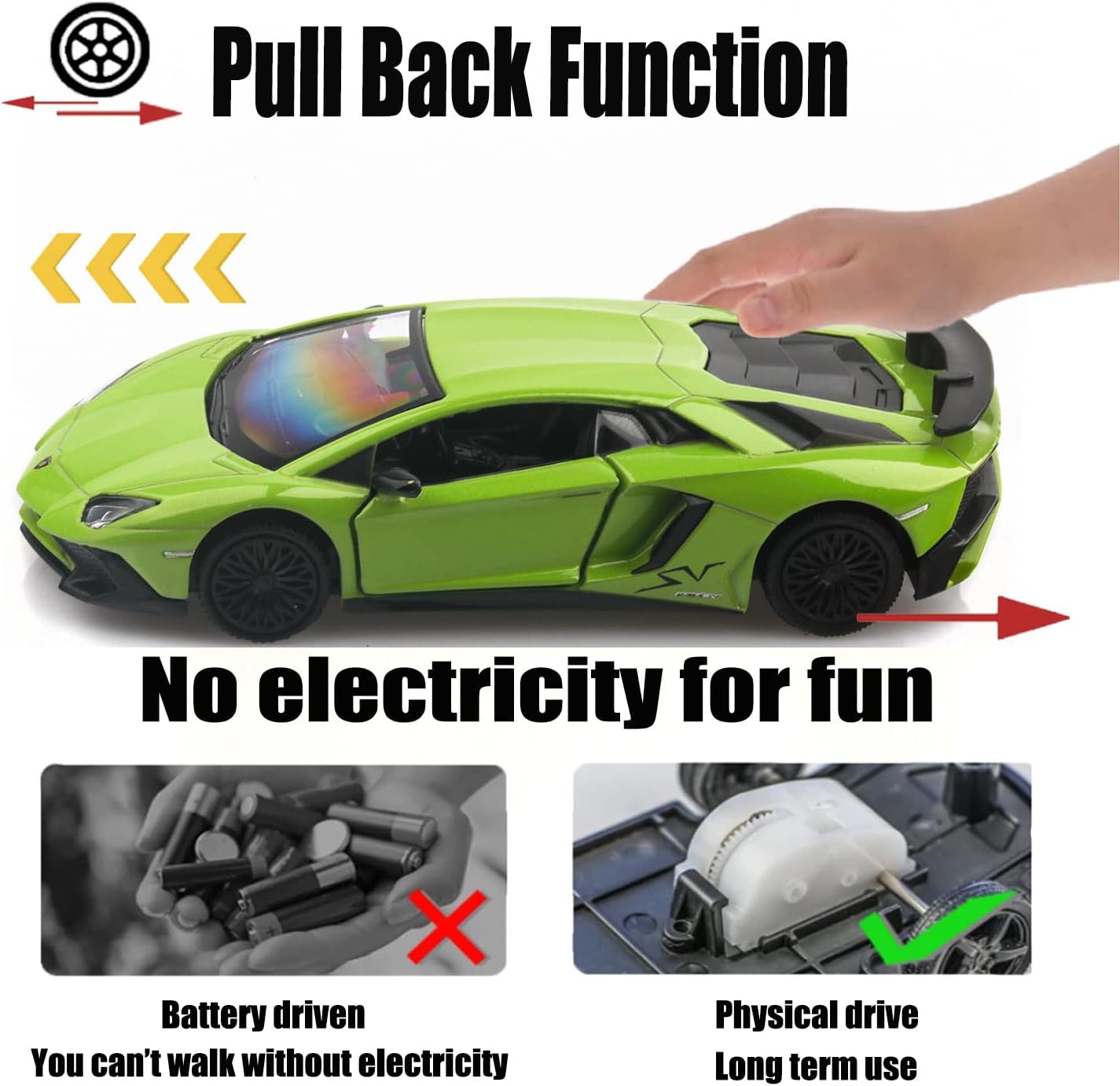 1/36 Scale Lamborghini Aventador LP750-4 SV Diecast Cars Models,Pull Back Vehicles Toy Cars,Cars Gifts for Boys Girls (Green)
