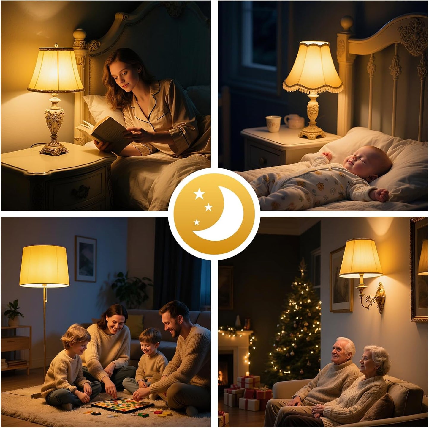 KINUR A15 3W Low Watt Amber Lights - Warm Light Bulbs for Sleep 25W Equivalent - E26 Medium Base -4 Pack