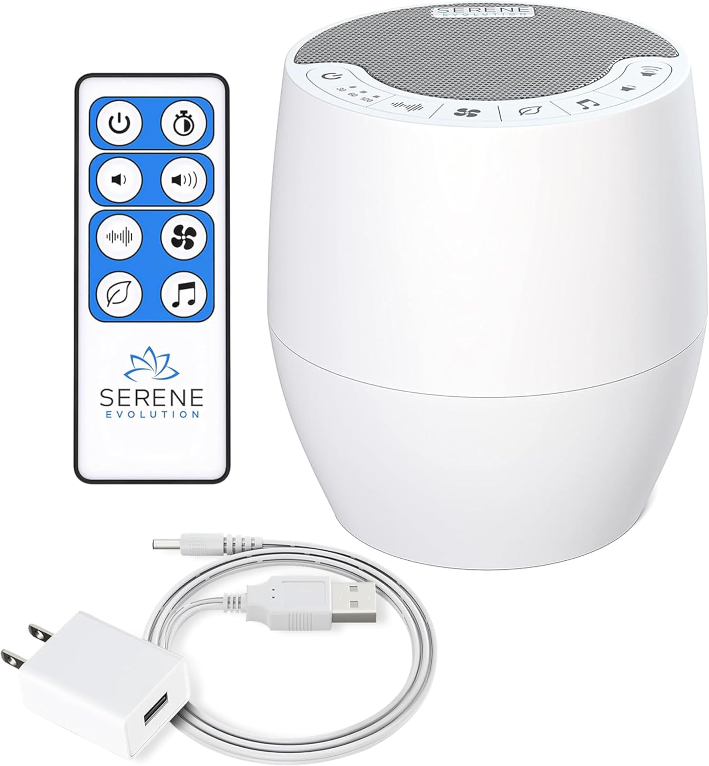 Serene Evolution White Noise Machine with 60 Soothing Sounds - Sound Machine for Adults and Baby - Noise Cancelling Sleep Music Device with Remote Control - Ideal for Office Privacy - Black