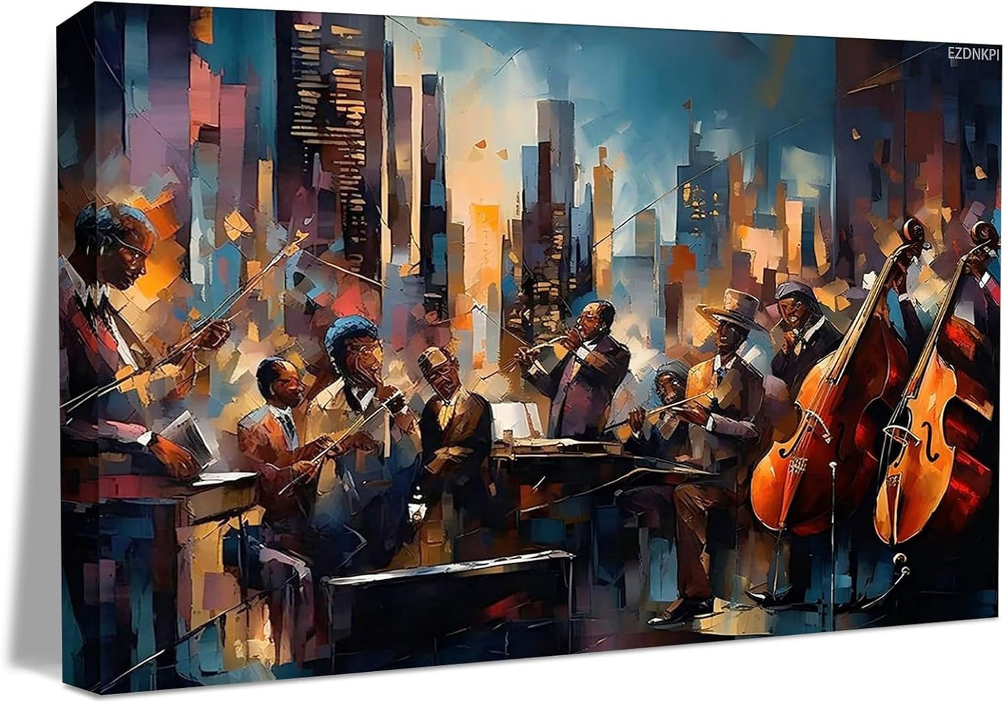 New York and Jazz Club Wall Art, Jazz Wall Decor, Black Culture Music Themed Aesthetic Posters for Bedroom Ready to Hang Framed, 8x12inch