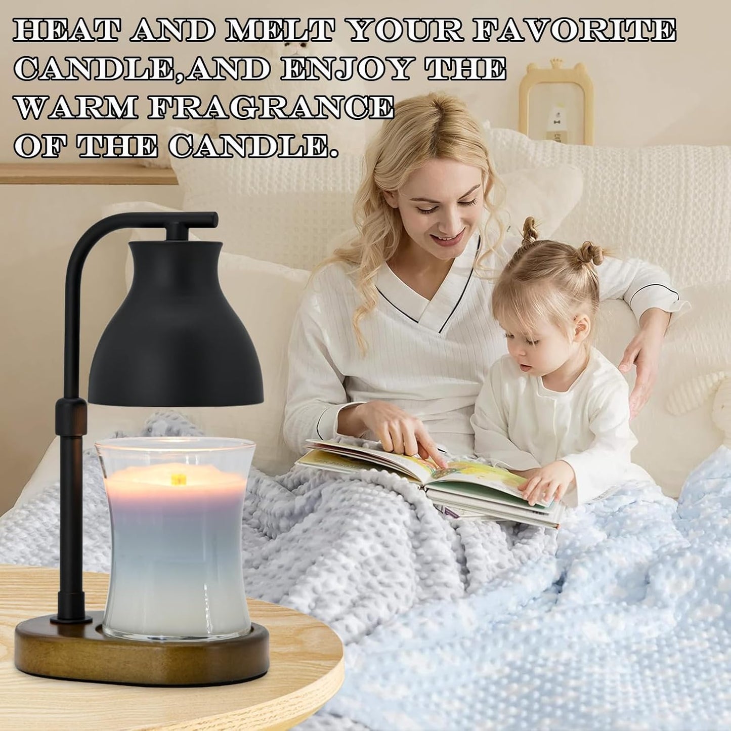 Candle Warmer Lamp with Timer - Electric Adjustable Candle Lamp Warmer, Birthday Gifts for Women, Mothers Day Gifts for Mom, House Warming Gifts New Home, Candle Warmer for Jar Candles with 2 Bulbs