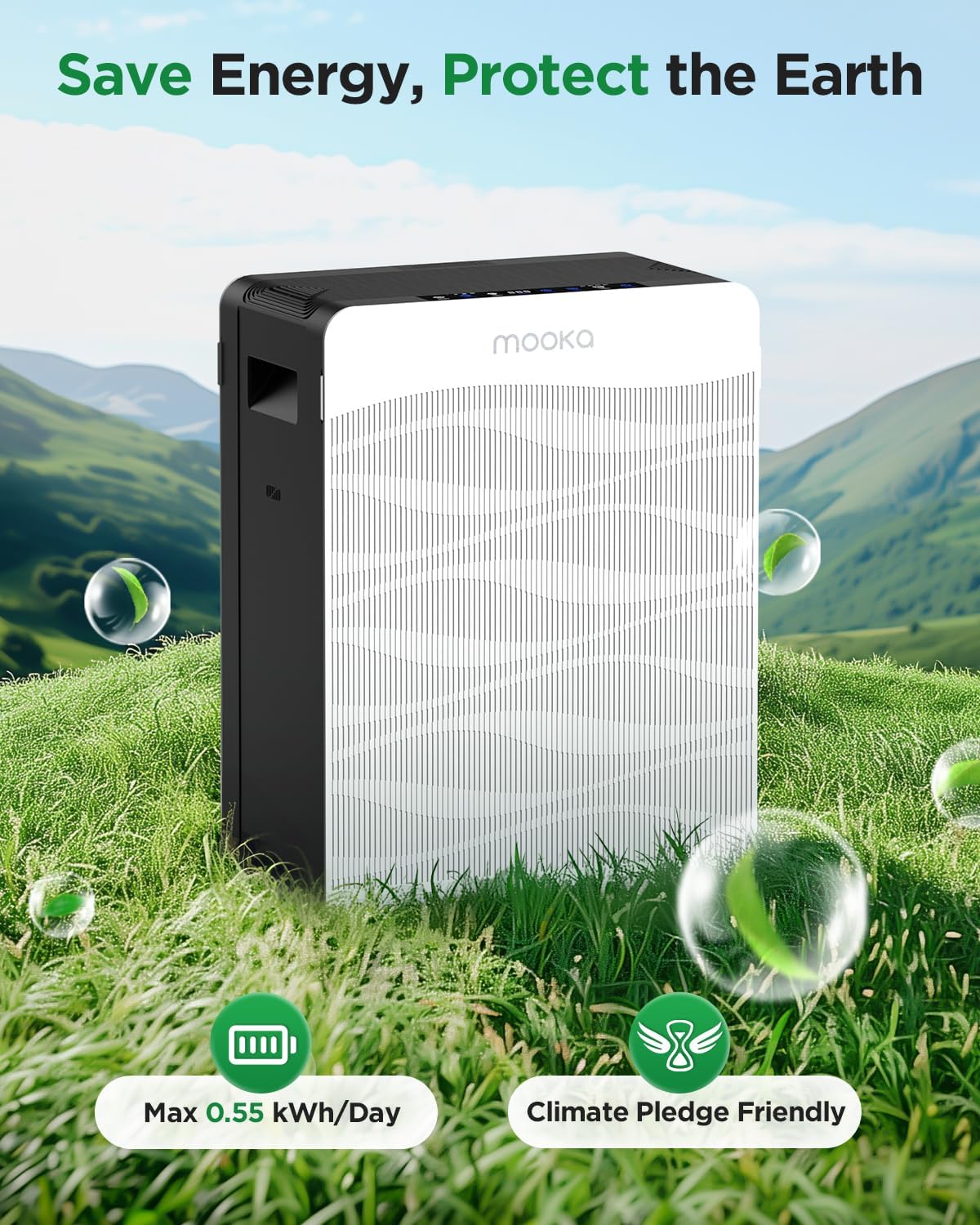 Air Purifier for Home Large Room 2800 Ft², MOOKA Double-Sided Air Purifiers for Home Pets with Washable Filters, PM2.5 Air Quality Monitor, Air Filter Cleaner for Bedroom, Dorm Room, Office