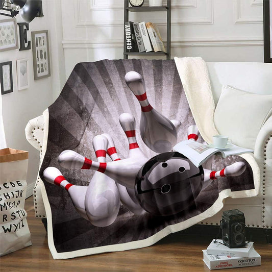 3D Bowling Ball Soft Cozy Fleece Blankets Sports Theme Fleece Flannel Throws Boys Girls Youth Modern Athlete Competitive Throw Blankets Chic Ball Game Decor for Sofa Bed Couch,Throw 50x60 Inches