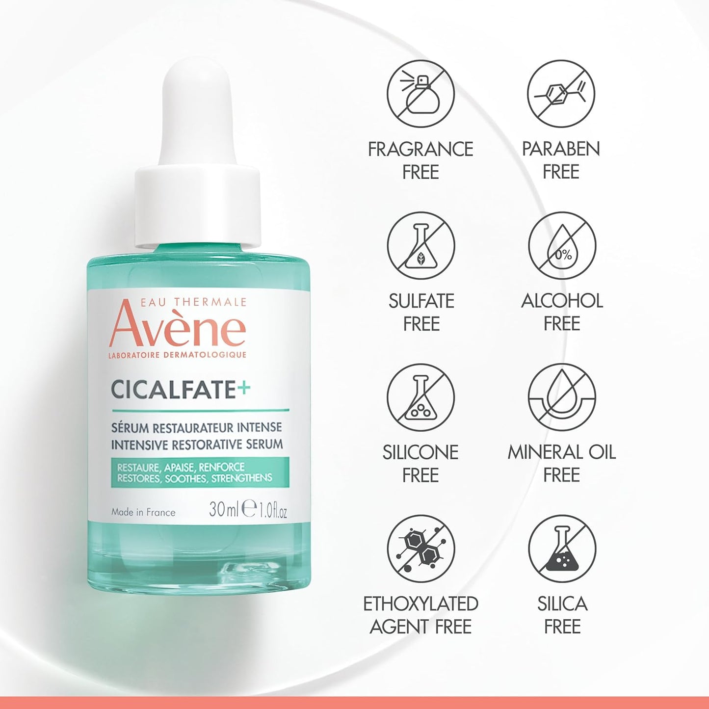 Avène Cicalfate+ Intensive Restorative Serum, Restores & strengthens skin barrier, Barrier serum with Pro-Vitamin B5 for all skin types including sensitive skin, Fragrance-Free, Dermatologist-Tested