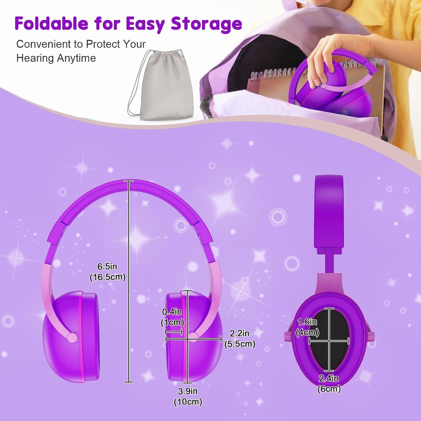 ProCase 2 Pack Noise Cancelling Headphones for Kids, Kids Ear Protection for Monster Jam Truck, Hearing Protection Noise Reduction Earmuffs for Sensory Autism Toddler Children -Purple & Indigo