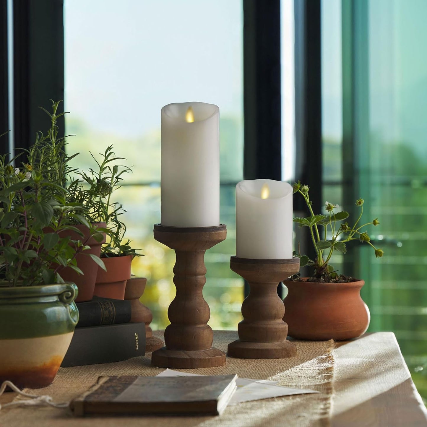 Luminara - Flameless LED Battery Operated Flickering Pillar Candles - White - Pack of 1-3x6.5 - Realistic Moving Flame Real Wax Indoor/Outdoor Decor