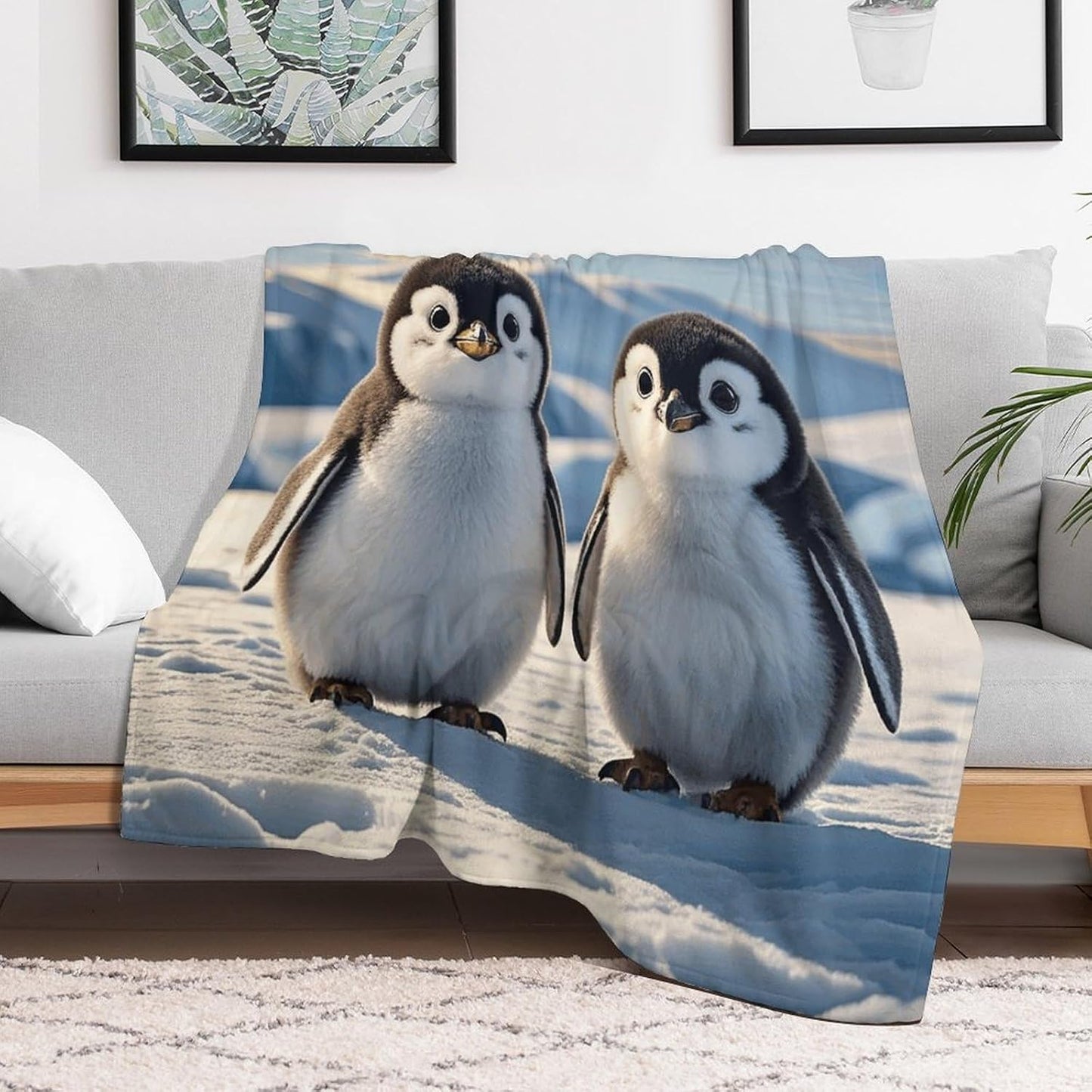 Cute Penguins Blanket Super Soft Lightweight Throw Blanket Cute Cozy Warm Bed Blanket Decorative Fuzzy Blanket All-Season Home Decor Gift for Sofa Couch Living Room 60"*80"（150 * 200cm）