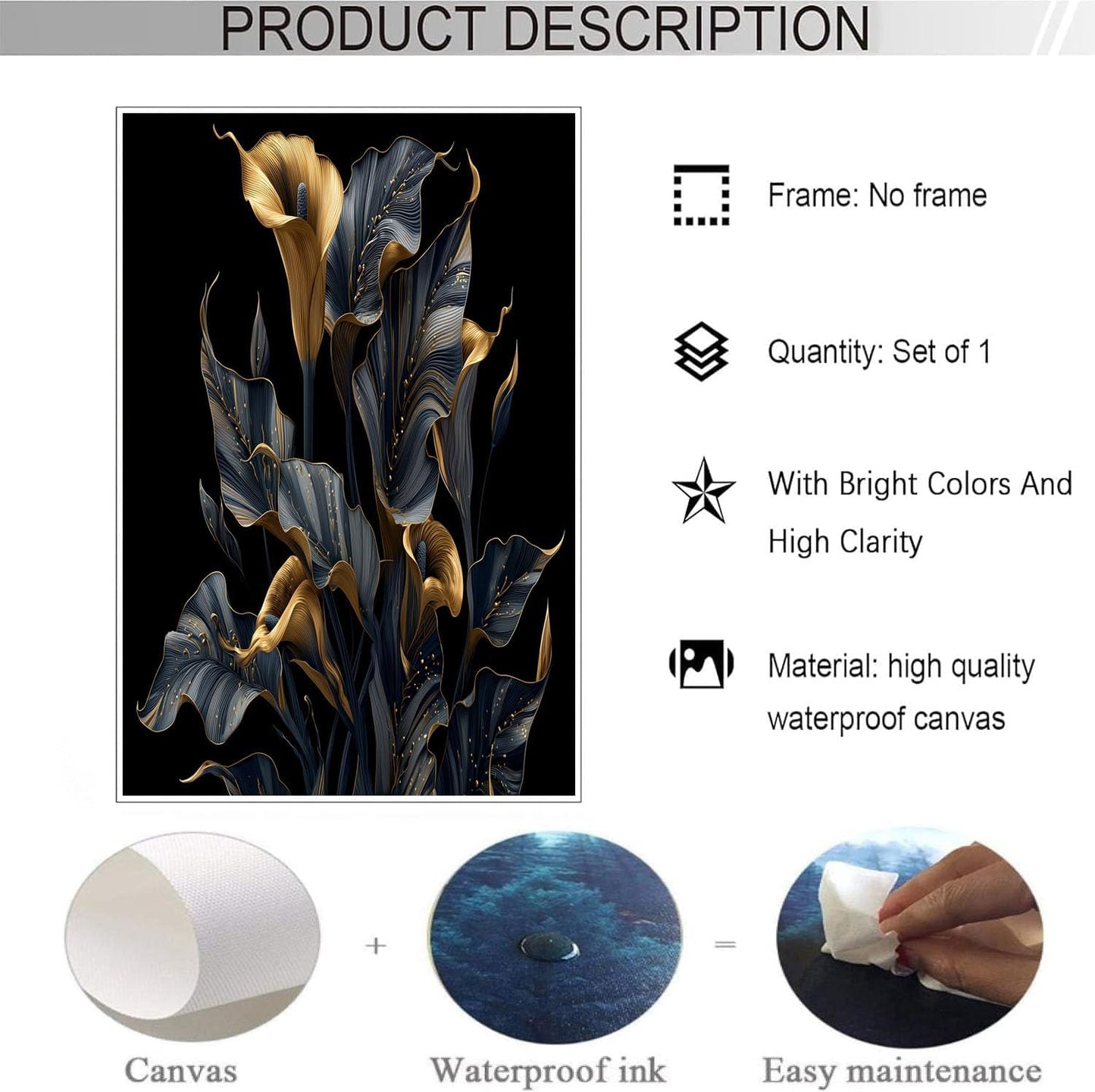 GDJSMIN Realistic Art Style Wall Art, Calla Lily Illustration Poster for Reading Room Living Room Decor 12x 16 inch Unframed