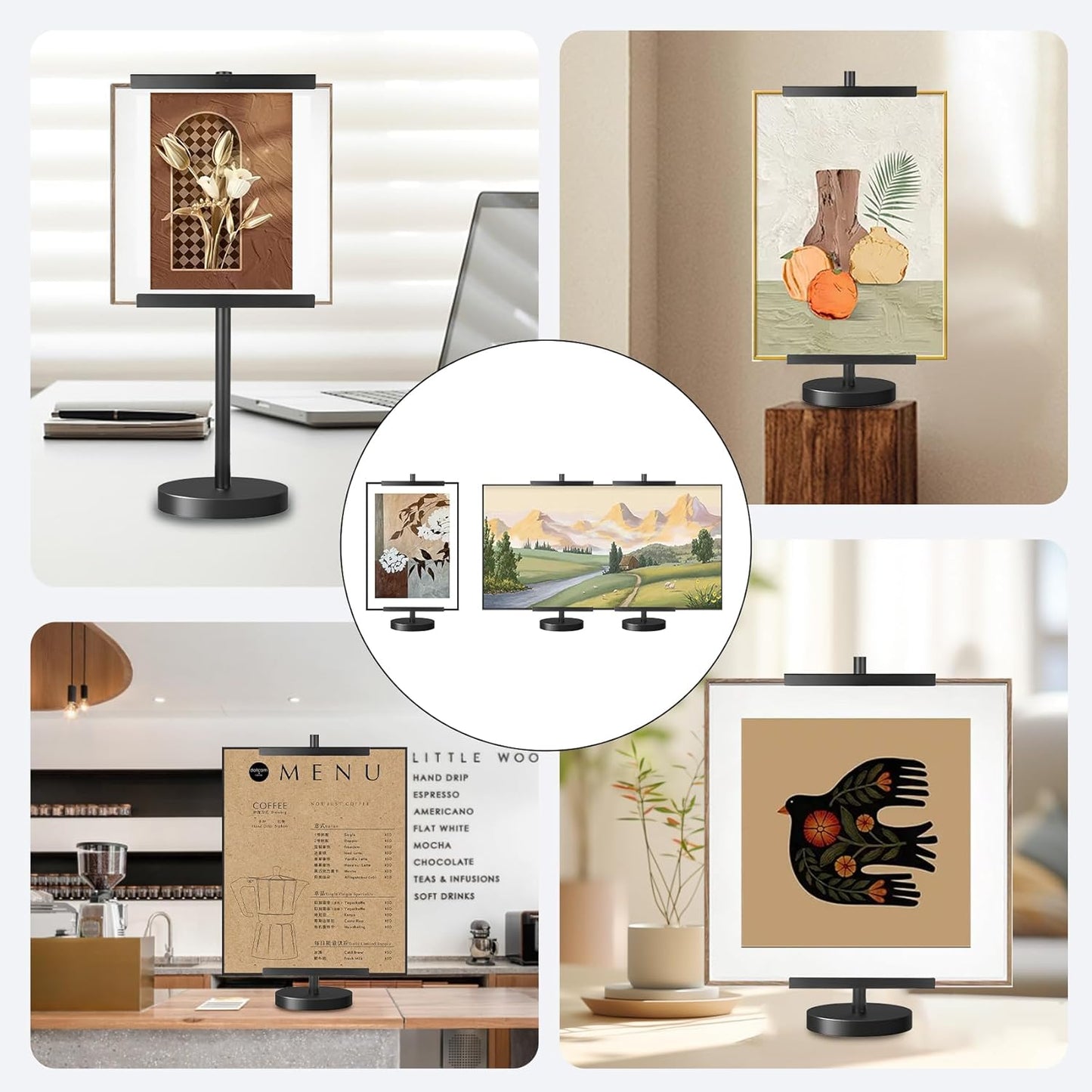 Photo Frame Tabletop Easel Stand-Heavy Duty Tabletop Display Easel, French Style Gold Easel Stand,Picture Frame Stand for Wedding/Art/Photos,Picture Easels (Black, 28inch)