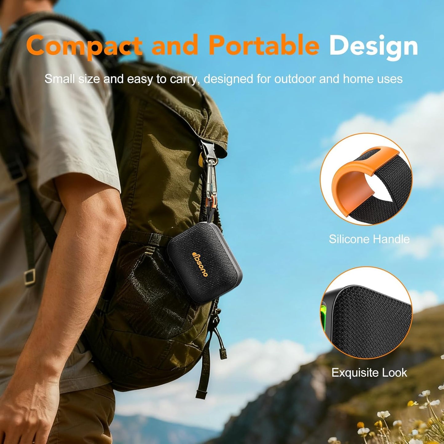 Portable Bluetooth Speaker Waterproof Gift: IPX5 HD Sound Up to 24H Playtime, TWS Pairing, Wireless Speakers with Lights, Travel Beach Essentials Birthday Gifts for Men Women Boys Girls-Black