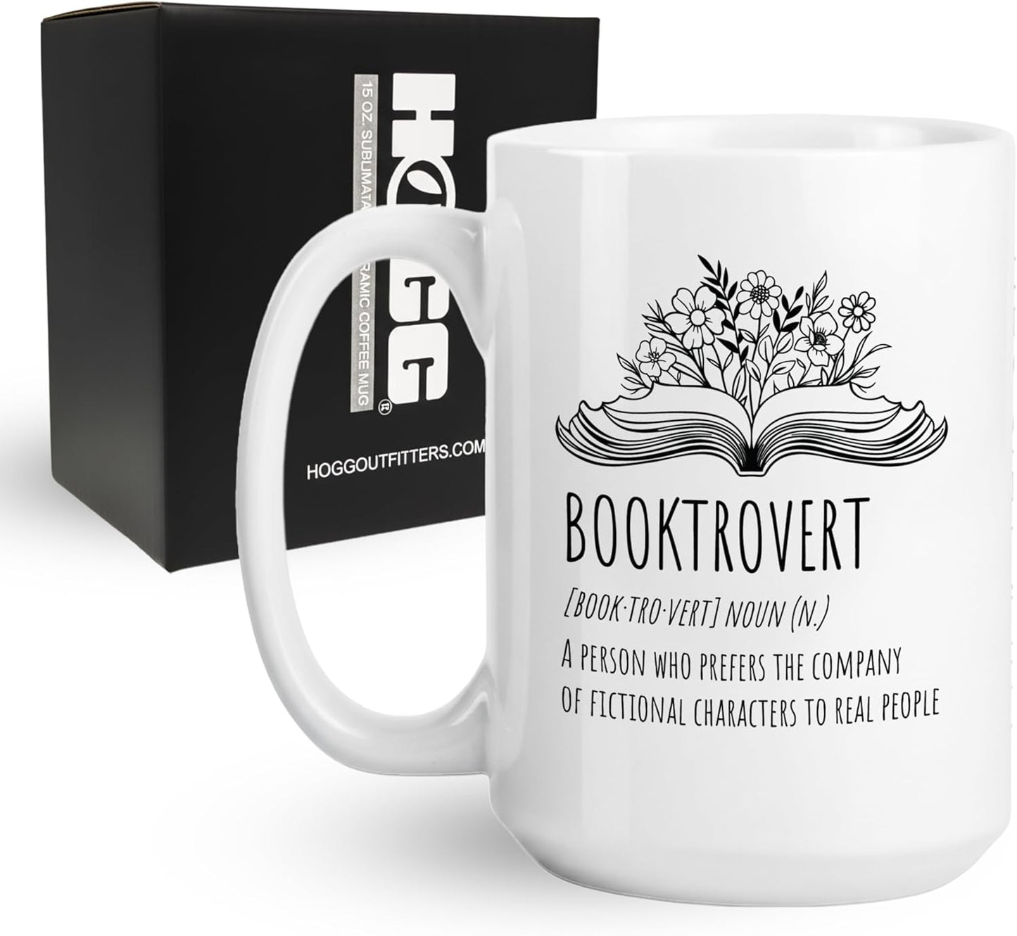 Hogg Booktrovert Mug, 15 oz Ceramic Funny Coffee Cup, Booktrovert Coffee Mug, Book Lover Gifts, Introvert Gifts