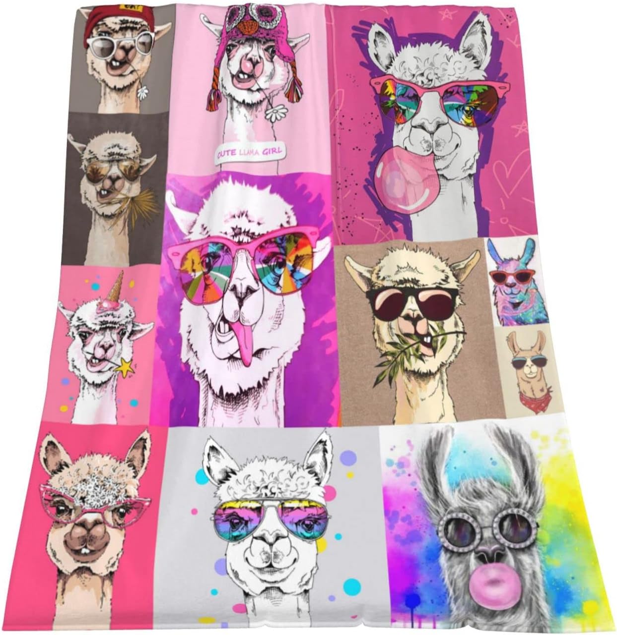Llama Blanket Premium Velvet Lightweight Flannel Blanket Cute Soft Warm Throw Blanket Fluffy Cozy Fleece Blanket Llama Bed Blanket Suitable Available in All Seasons for Women Men Boys Girls(50"x60")