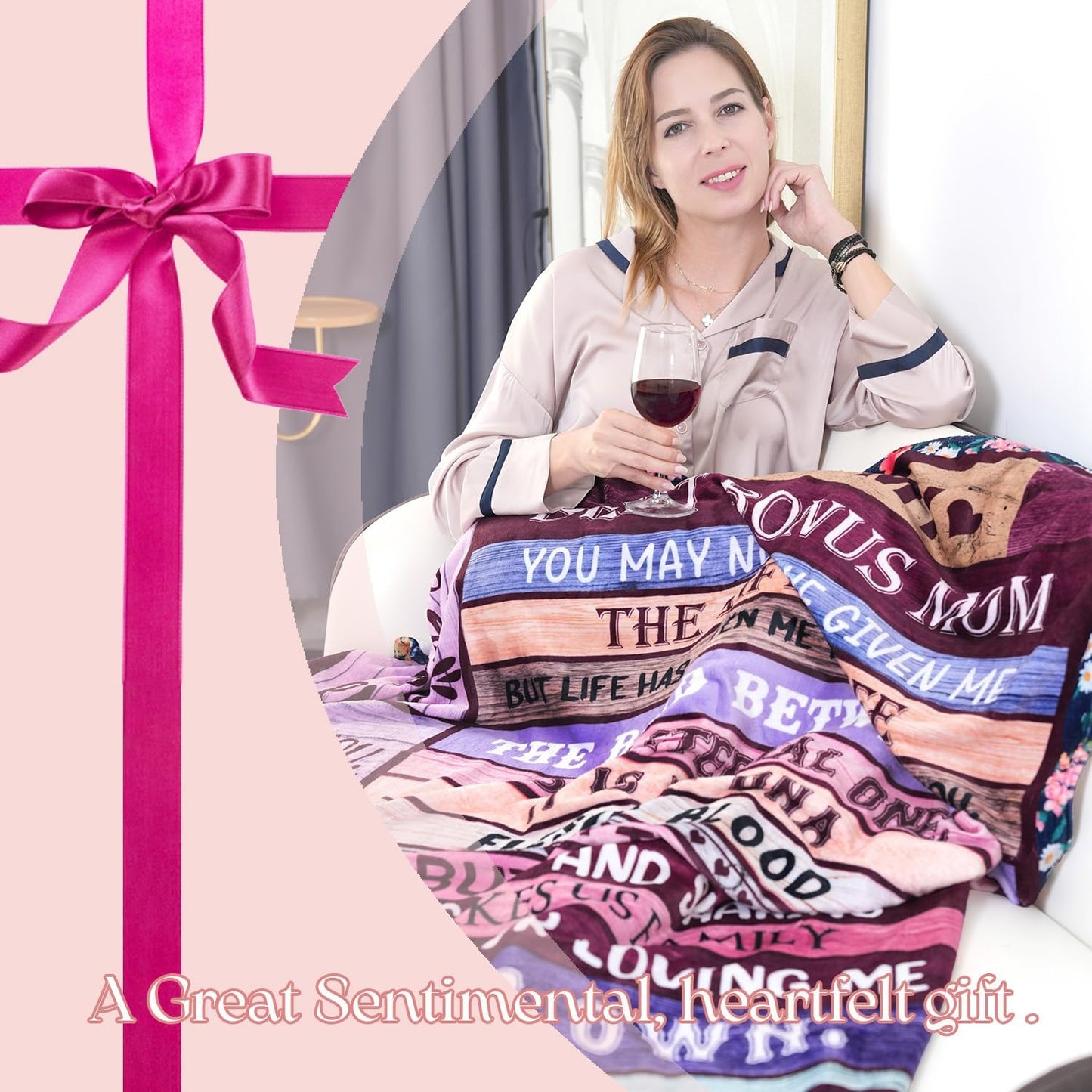 Gifts for Bonus Mom from Daughter, Bonus Mom Birthday Gifts from Son, Mothers Day Christmas Bday Presents for Mother in Law Throw Blanket 60" X 80"