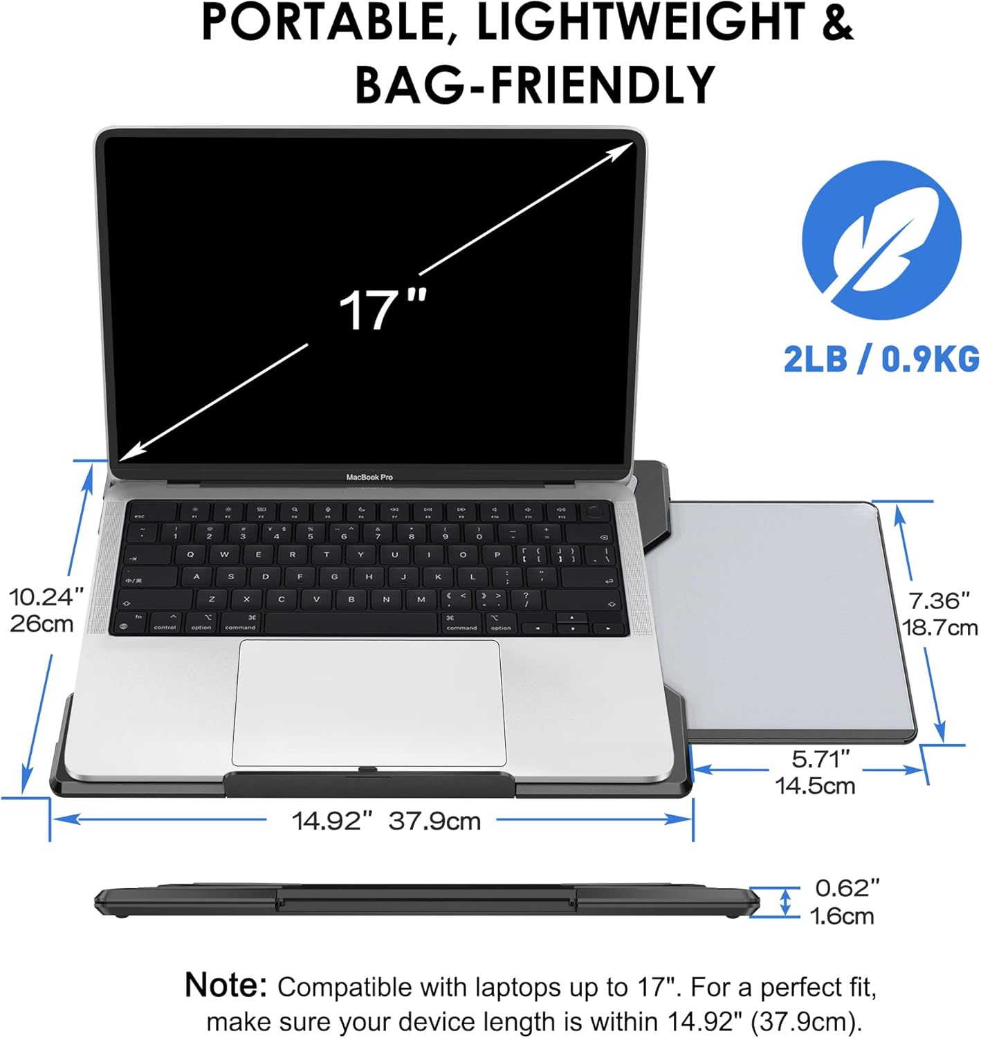 Laptop Lap Desk for Bed & Couch, Portable Laptop Lap Pad with Retractable Left/Right Mouse Pad, Stable & Comfortable Lap Tray for Sofa, Travel, Writing & Home Office