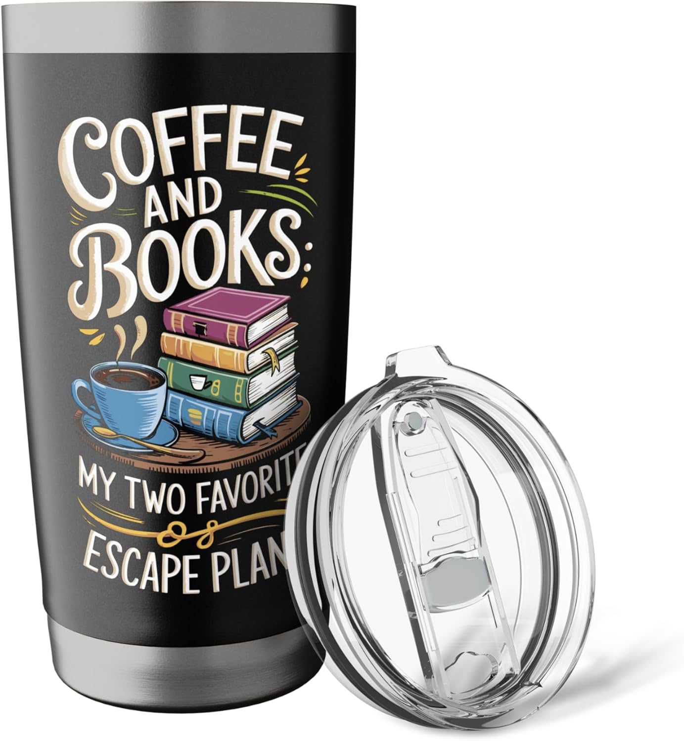 Coffee And Books Escape Plans Bookworm Bookish Books Reader Stainless Steel Insulated Tumbler