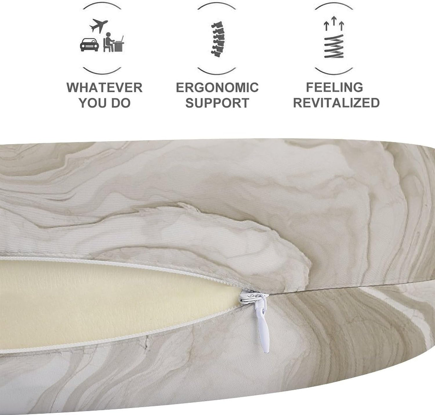 Wavy Line Style Neck Pillow Memory Foam U Shaped Pillows Portable Pillows for Shoulder Travel Head Support Pillow with Concealed Zipper for Airplane Car Home Office