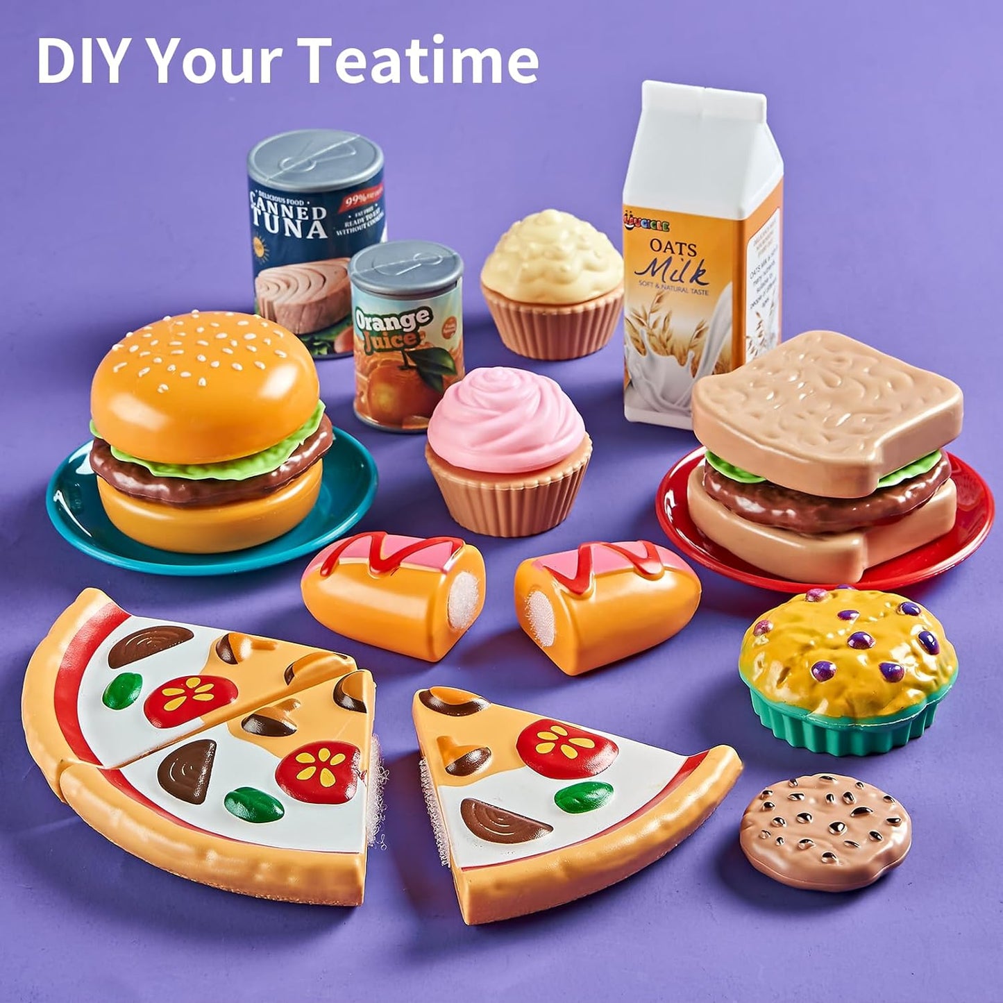 Pretend Play Food for Kids Kitchen, 78Pc Cutting Toy Food with Storage Bag